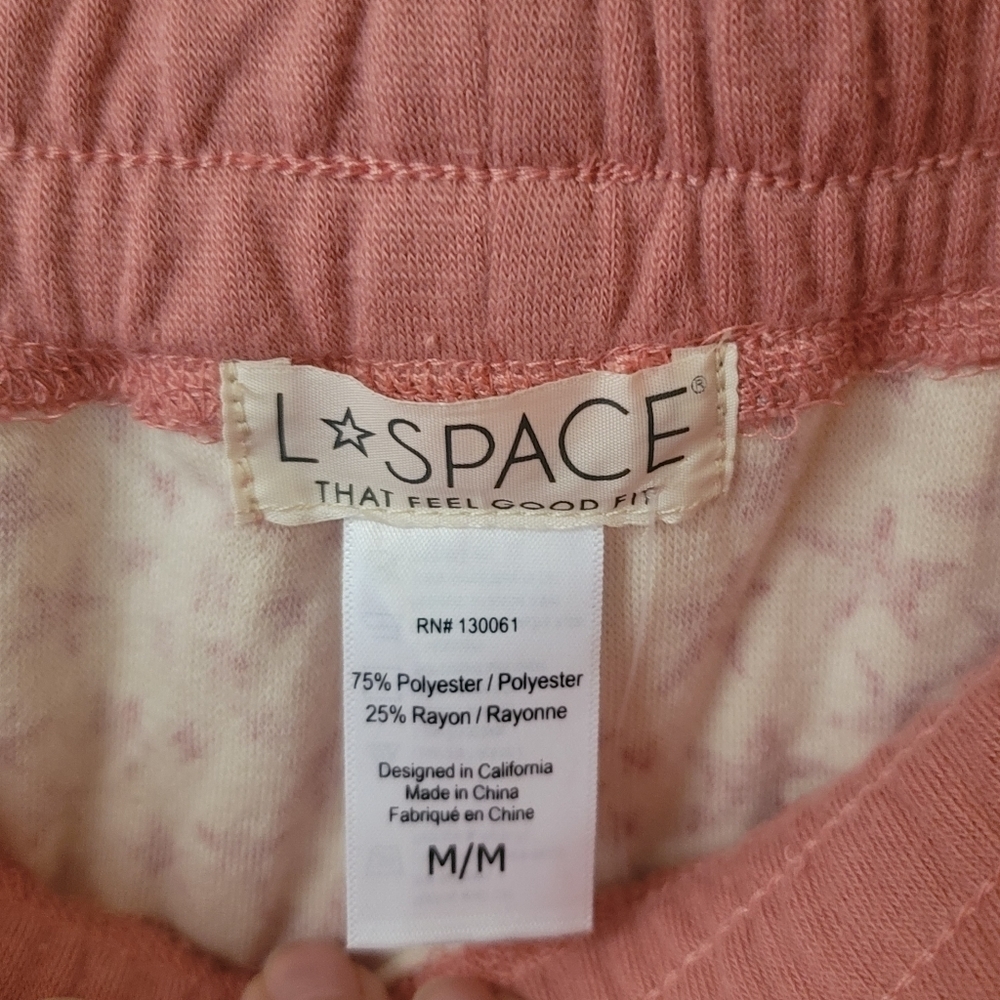 L*Space, Skyler  Sweatpants/Joggers, Cream/Pink Star Print, Size‎ Medium, NWT - Picture 10 of 11